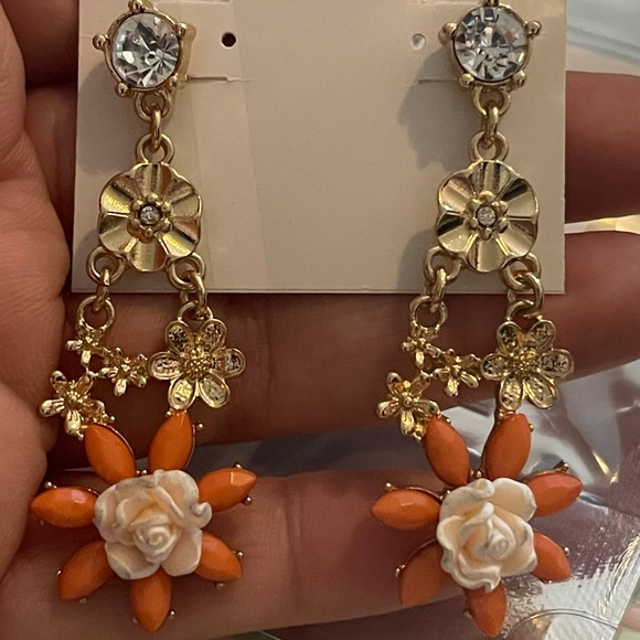 Earrings orange and gold - Picture 1 of 2